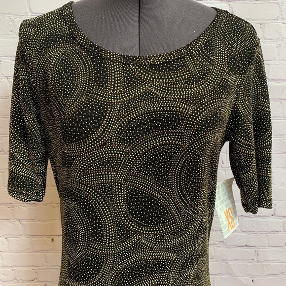 NEW LIMITED Elegant sheath Dress black with Metallic glitter copper & Gold XS - Picture 2 of 8